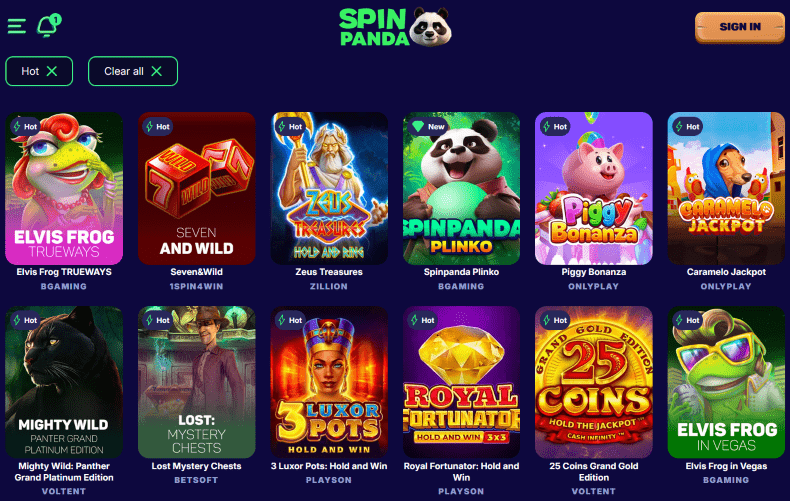 games spin panda casino